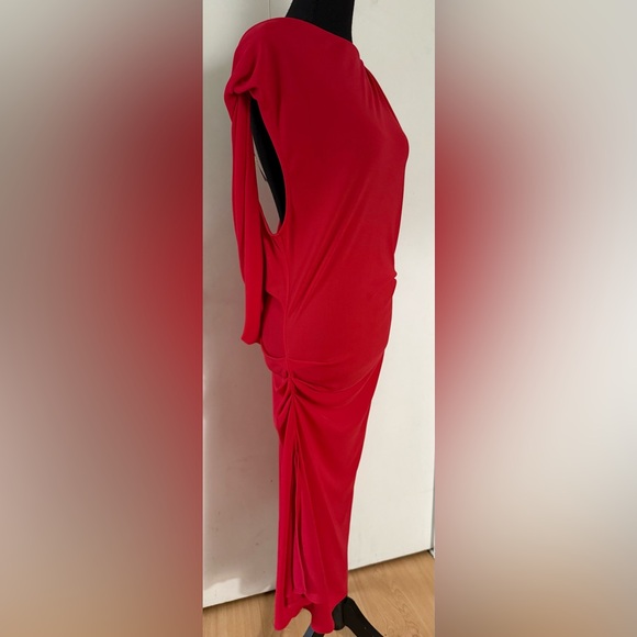 Elegant Red Draped Dress size L BCBGMAXAZRIA - Picture 15 of 16